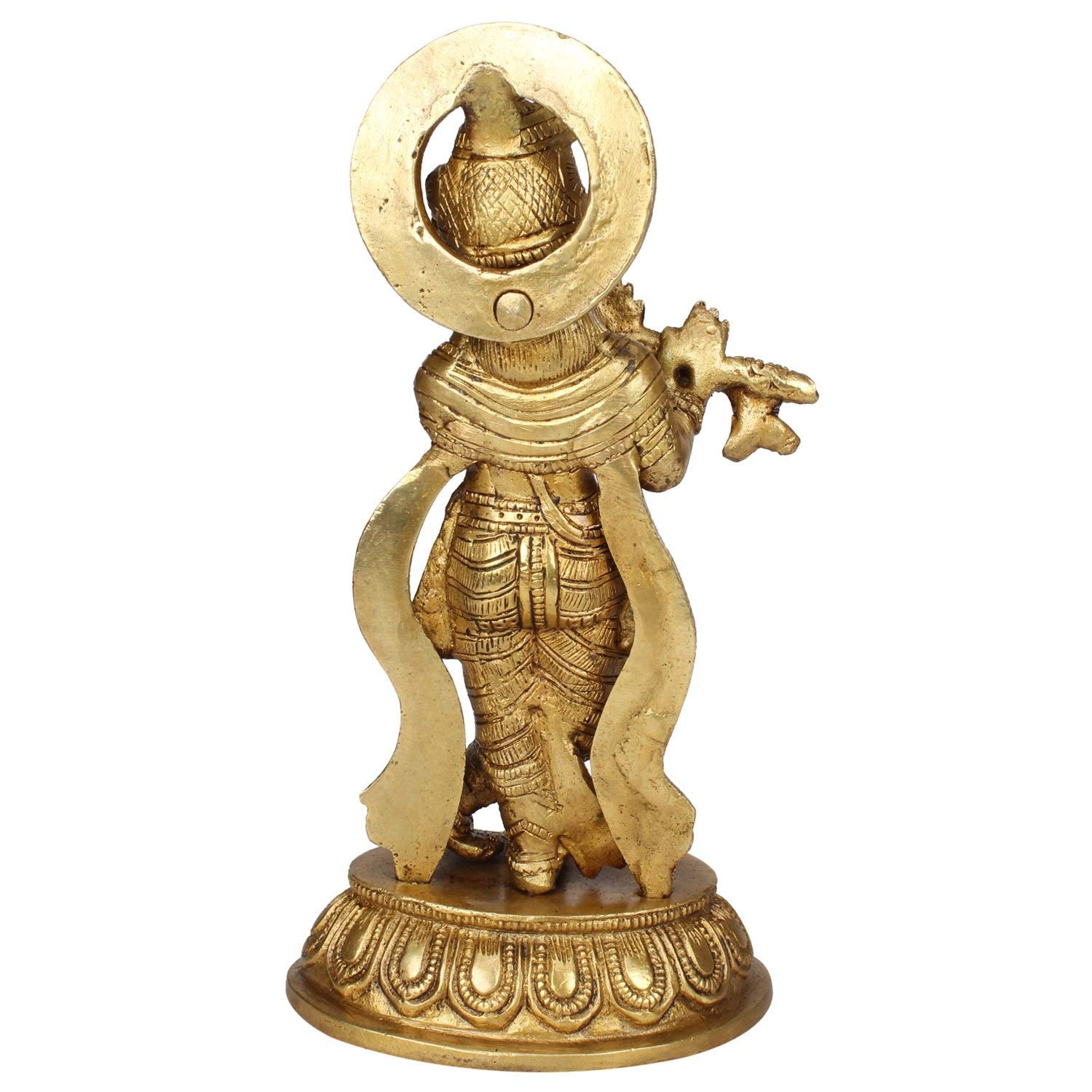 Brass Lord Krishna Idol Figurine Krishna Sculpture Decorative Showpiece Home Office Temple Gift Height 8 Inches - SvarupArt