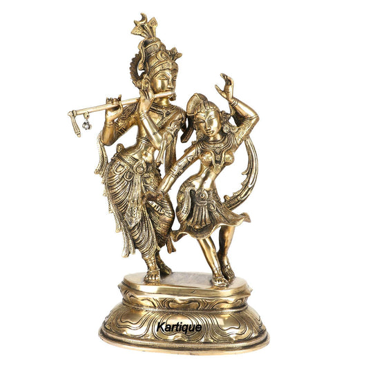 Brass Radha Krishna Murti Big Size Idol for Gift Height 16 Inch Weight 9.4 Kg Color Gold - SvarupArt
