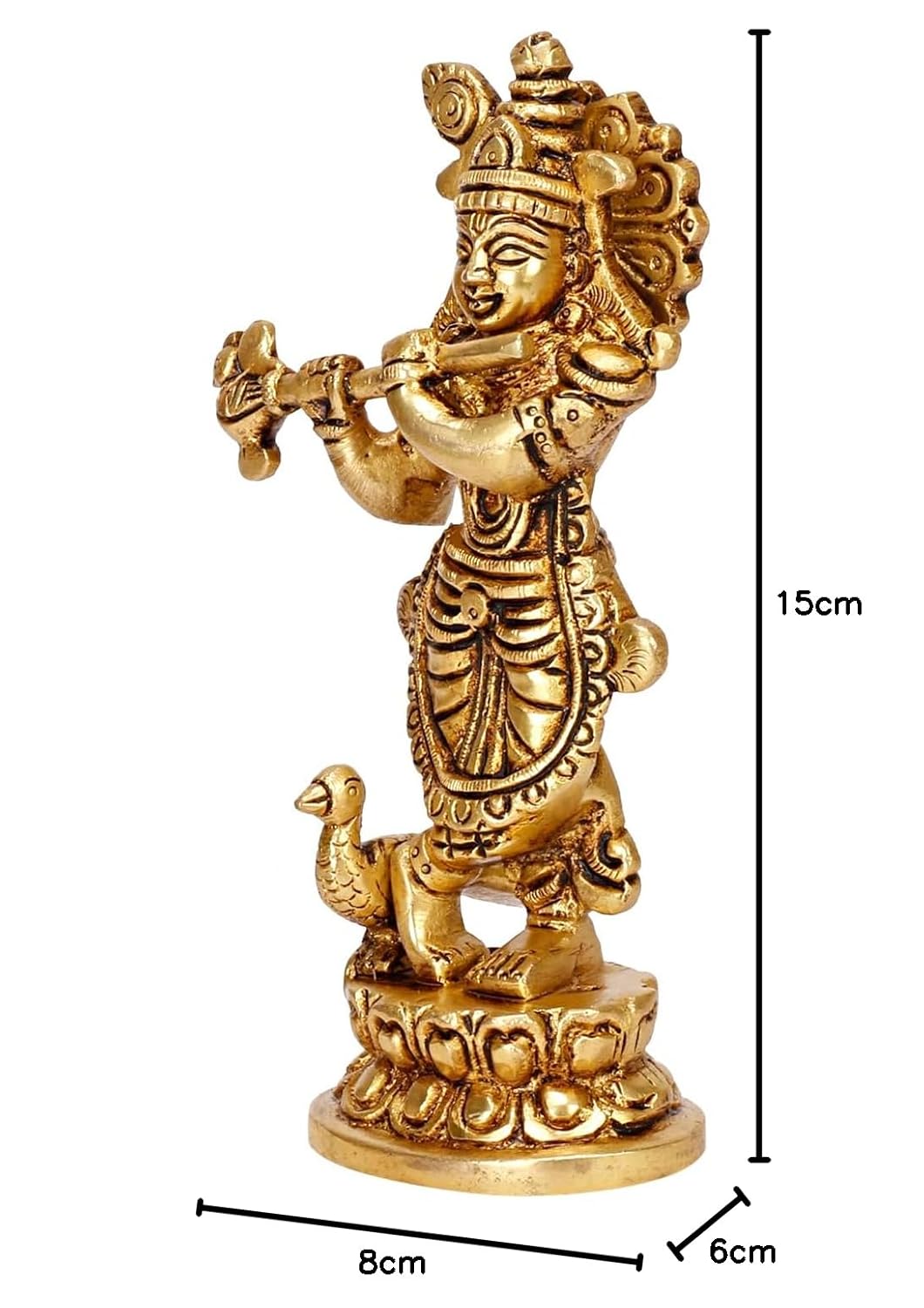 Brass Lord Krishna Idol with Flute Kanha Ji ki Murti Idols For Puja Decor Gift Gold Color Height 6 Inches - SvarupArt