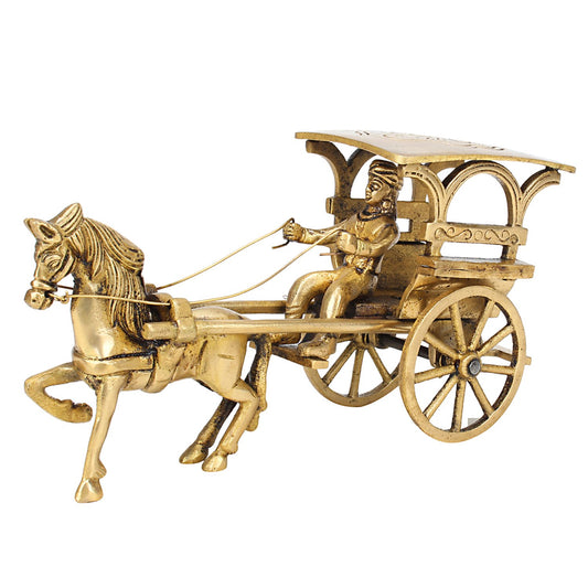 Brass European Horse Carriage Decorative Showpiece Animal Horse Cart Home Decor Gift 8 Inch Standard, Pack of 1 - SvarupArt