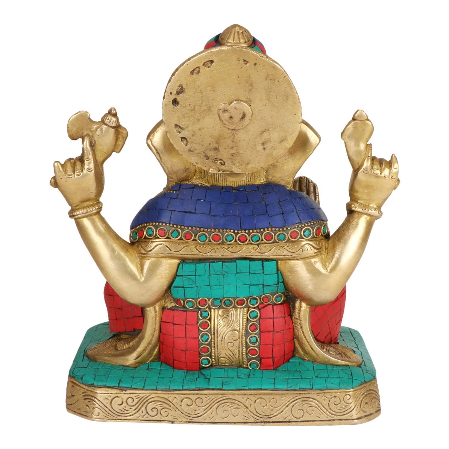 Brass Ganesha Idol for Home Decoration Ganpati Statue Murti for Gift Height 8.5 Inch Weight 4.7 Kg Color Multicolor - SvarupArt