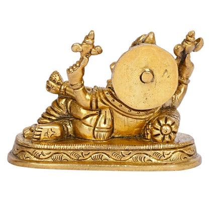 Brass Ganesha Resting Blessing Ganesh Idol Showpiece Statue Good Luck & Success. - SvarupArt