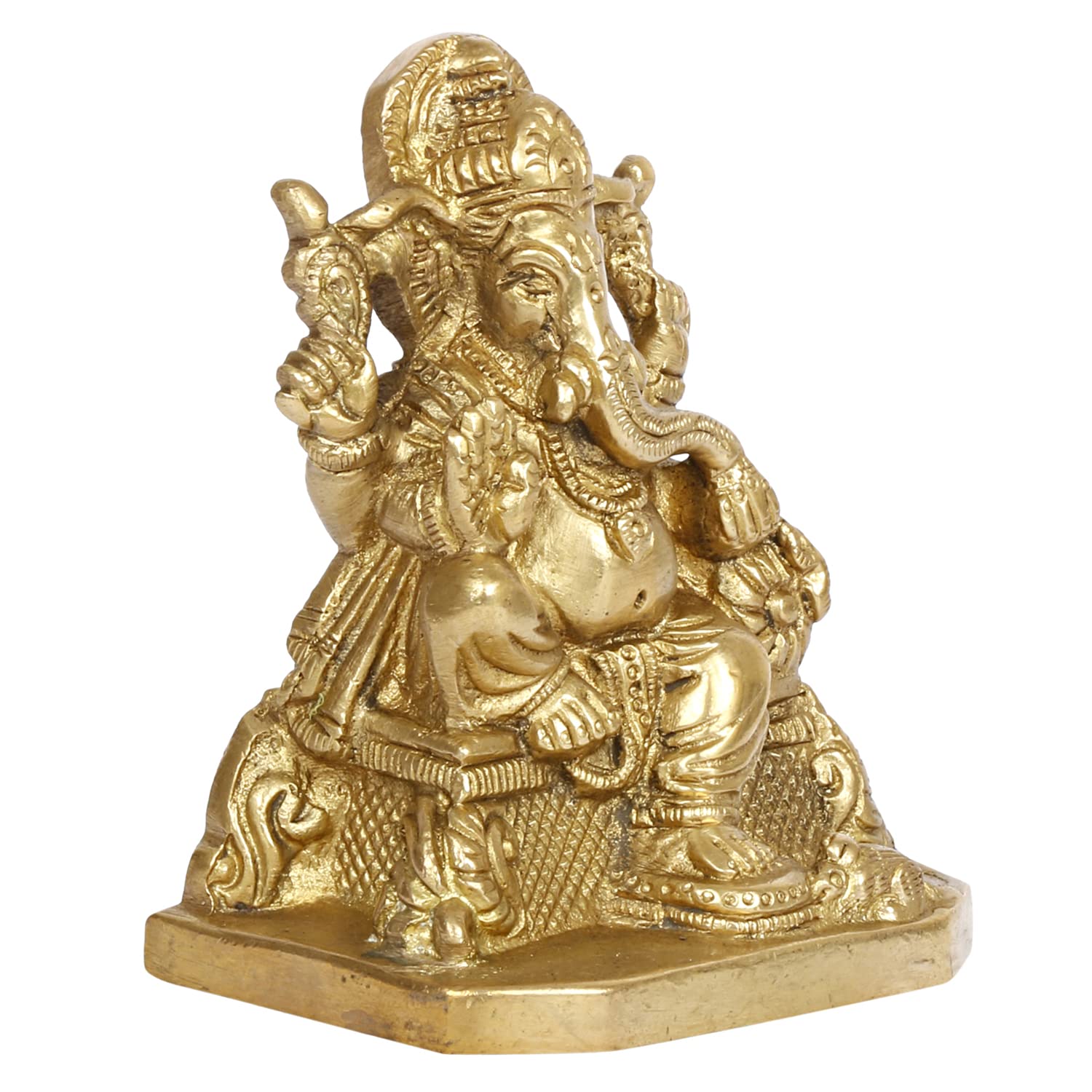 Brass Ganesh Bhagwan Idol Ganesha Statue Ganpati Murti for Home Entrance Decor Diwali Gift Height 4 Inch - SvarupArt