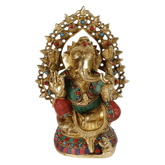 Brass Ganesha Idol for Home Decoration Ganpati Statue Murti for Gift Height 10 Inch Weight 3.6 Kg Color Multicolor - SvarupArt