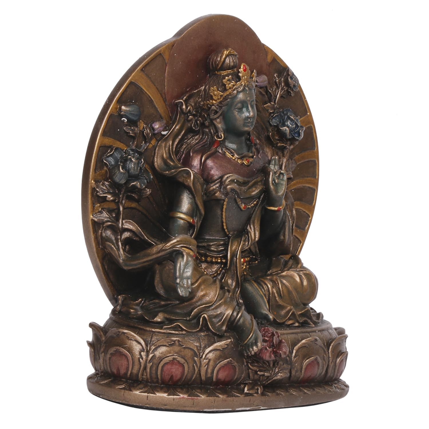 Goddess Tara, In A Bronze Color And Blessing Posture, Height Of 5.5 Inches. - SvarupArt