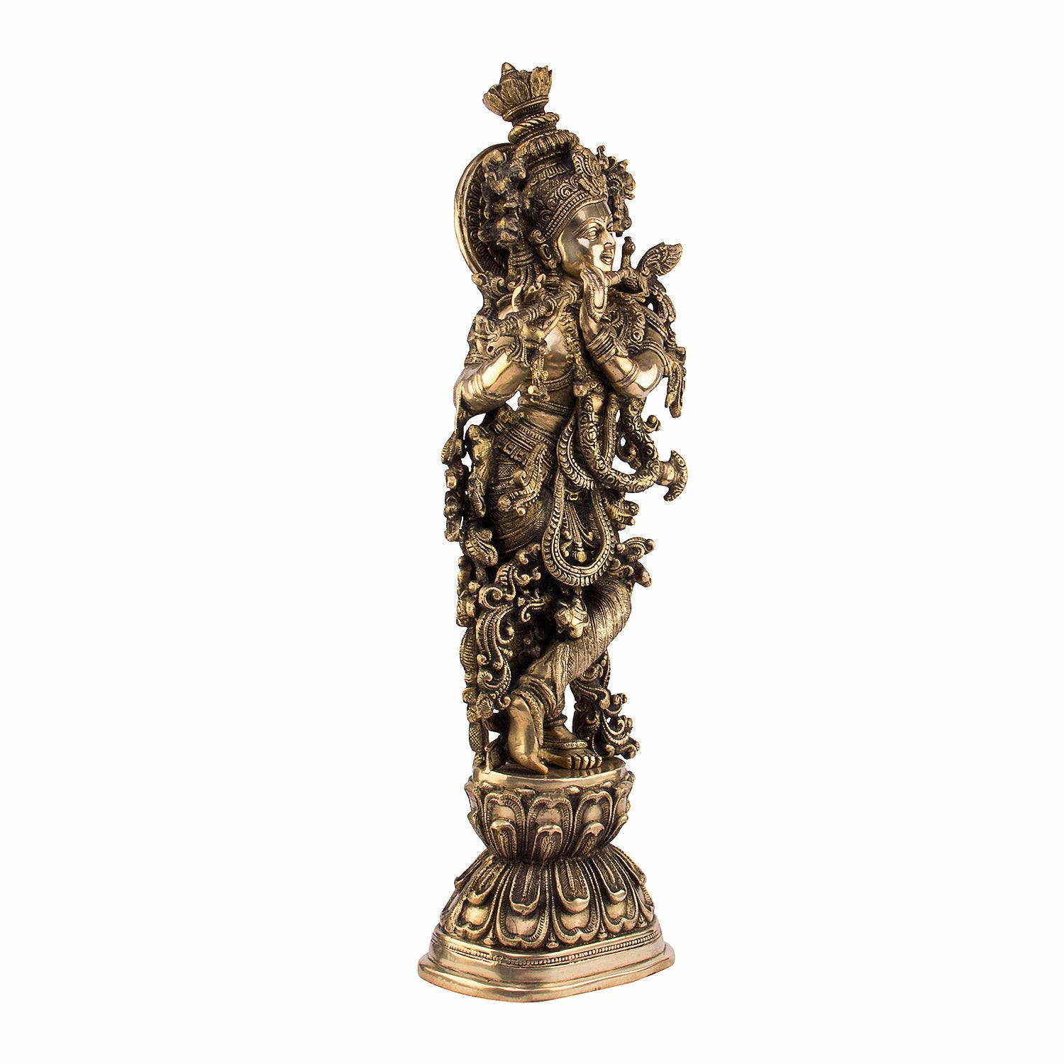 Brass Radha Krishna Idol in Gold Color Height 29 Inch - SvarupArt