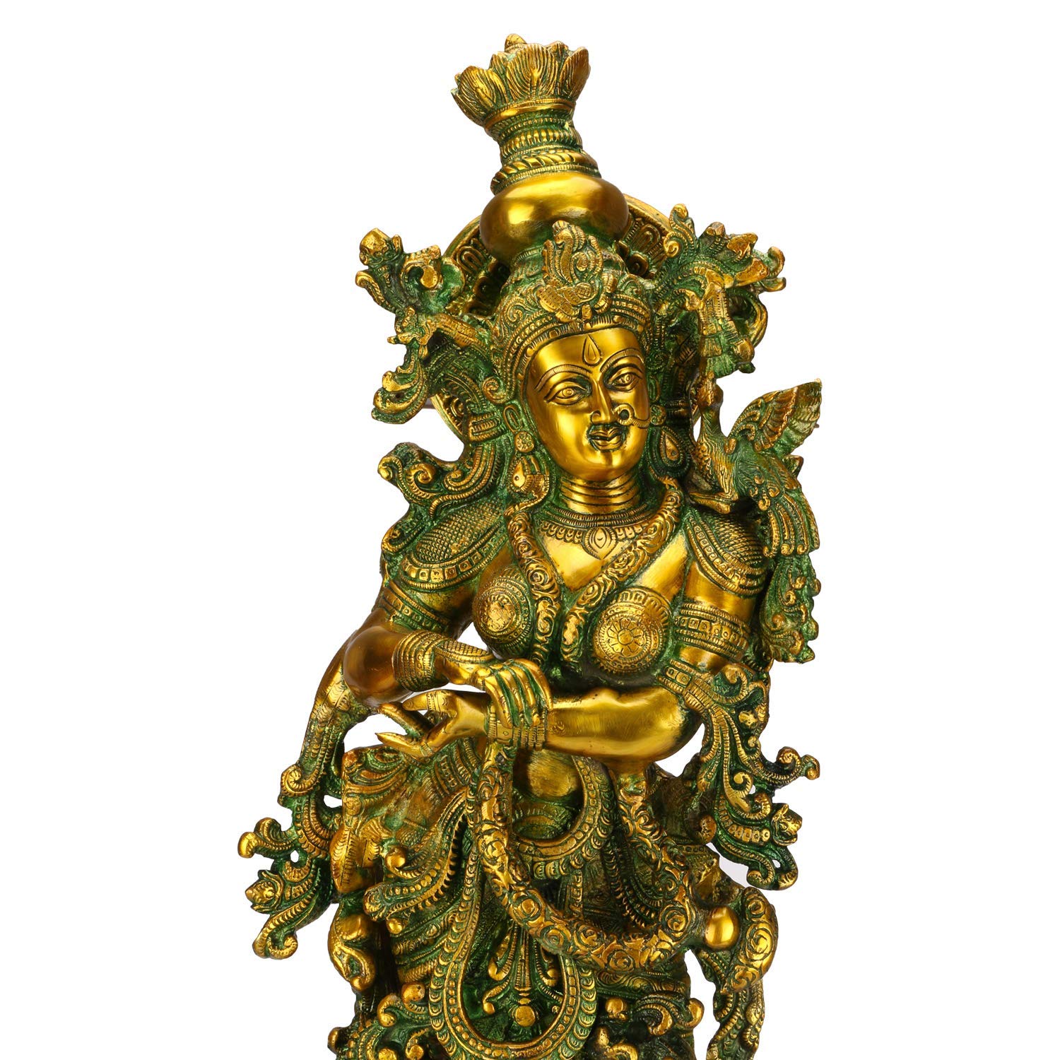SVARUP Big Brass Radha Krishna Pair Idol Radhay Krishan Murti in Multicolor Home Decor Puja Gift Height 29 Inch - SvarupArt