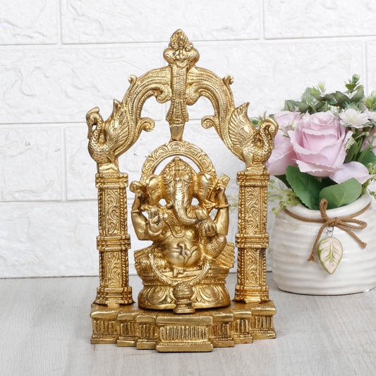 Brass Ganesh Bhagwan Idol Ganesha Statue Ganpati Puja Murti for Home Entrance Decor Diwali Gift Height 10 Inch. - SvarupArt