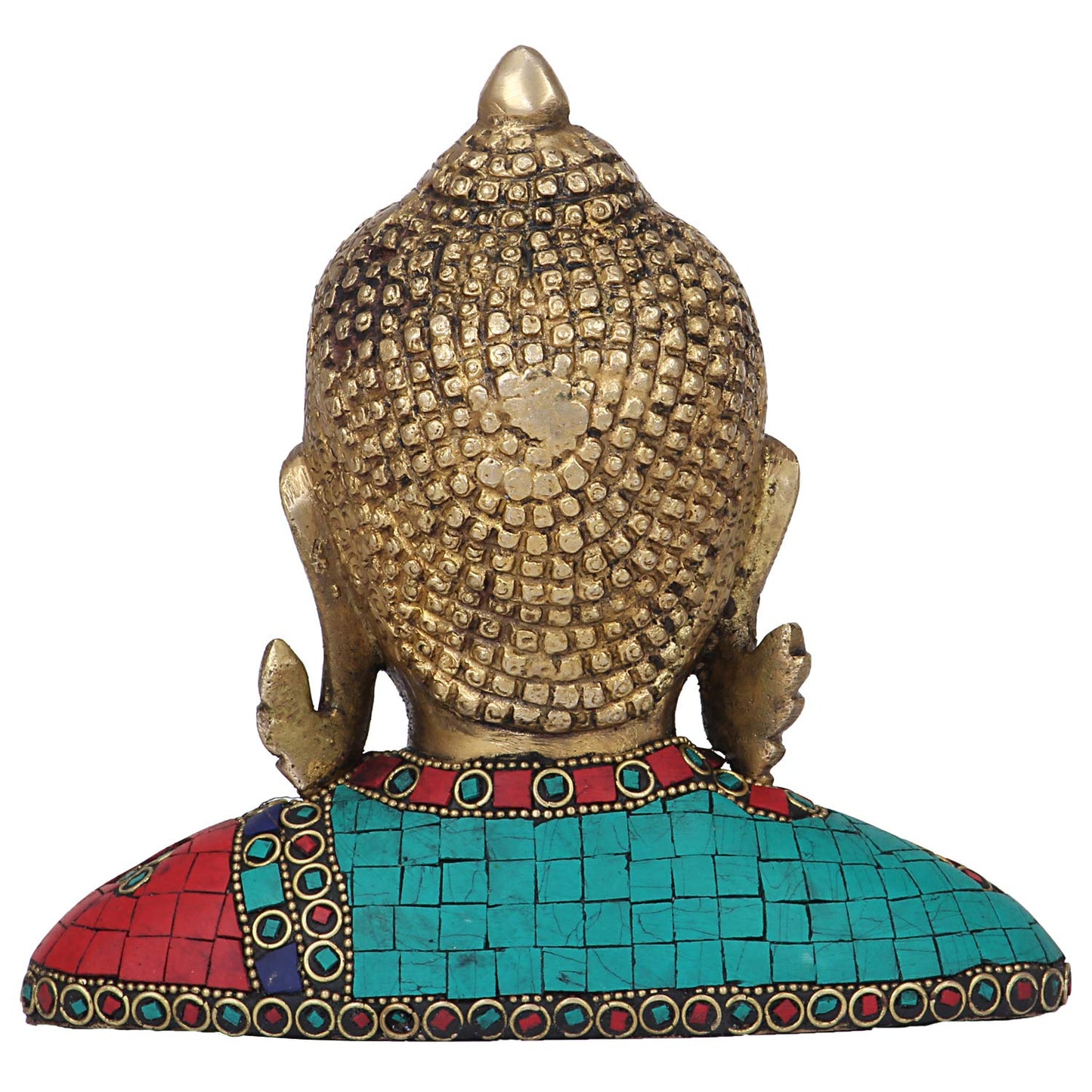 Brass Lord Buddha Bust Idol Meditating Gautam Buddh Head Tibetan Buddhist Showpiece Decor 7 Inch Multicolor - SvarupArt