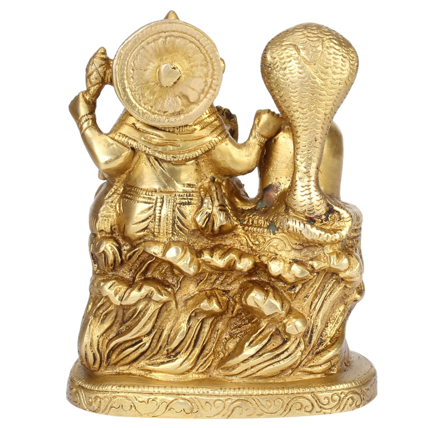 Brass Ganesh Ji with Shivling Ganesha with Shiva Shivling Ganpati Murti Idol Statue Sculpture 5" Inches - SvarupArt