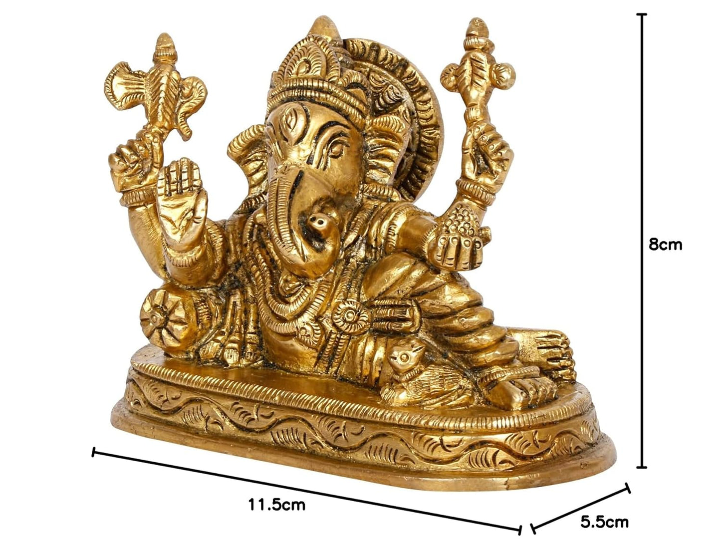 Brass Ganesha Resting Blessing Ganesh Idol Showpiece Statue Good Luck & Success. - SvarupArt