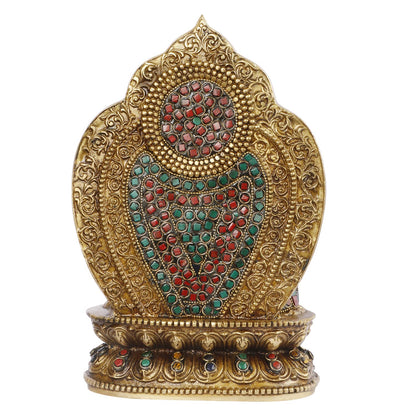 Meditating Buddha Idol in Brass for Home Decor Big Size Large Living Room Office Desk Table Outdoor Height 10.5 Inch - SvarupArt