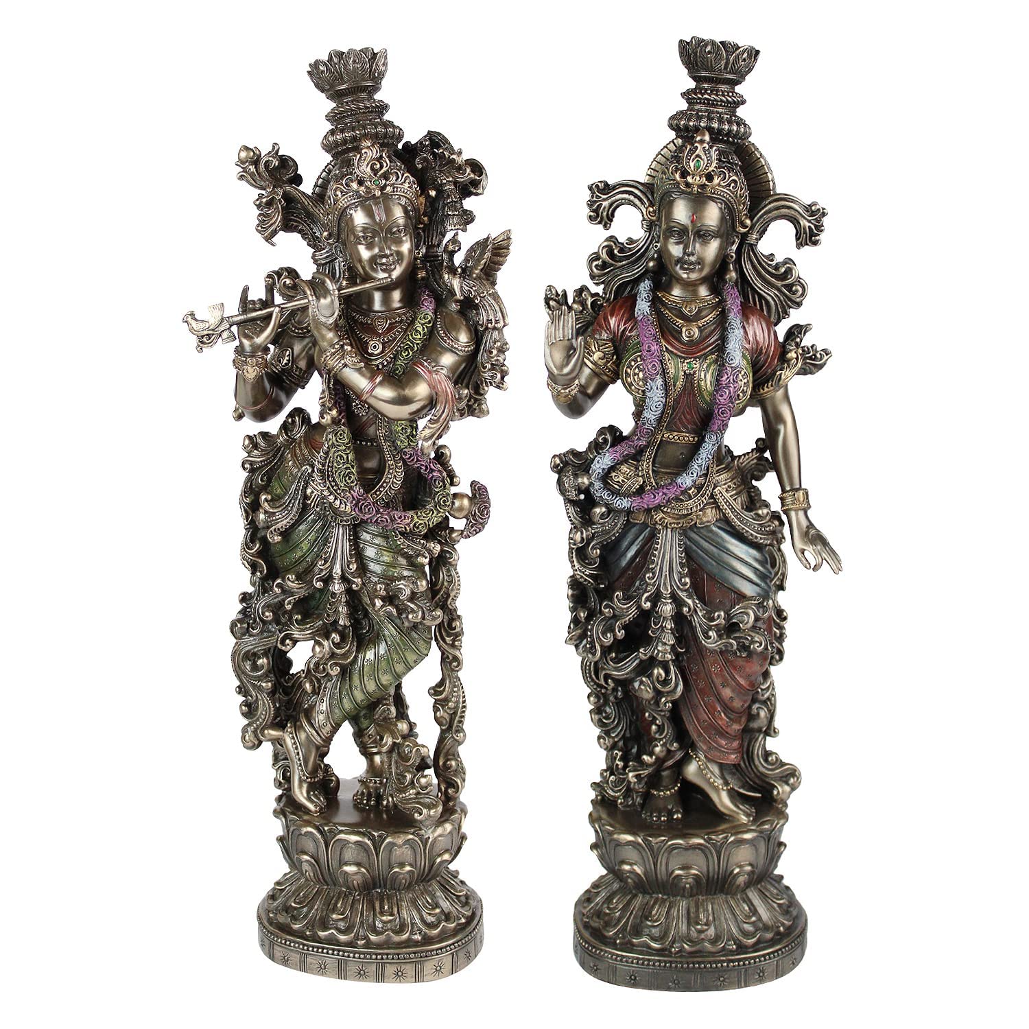 Resin Idol Radha Krishna Murti Big Size for Gift Height 15 Inch Weight 3 Kg Color Antique - SvarupArt