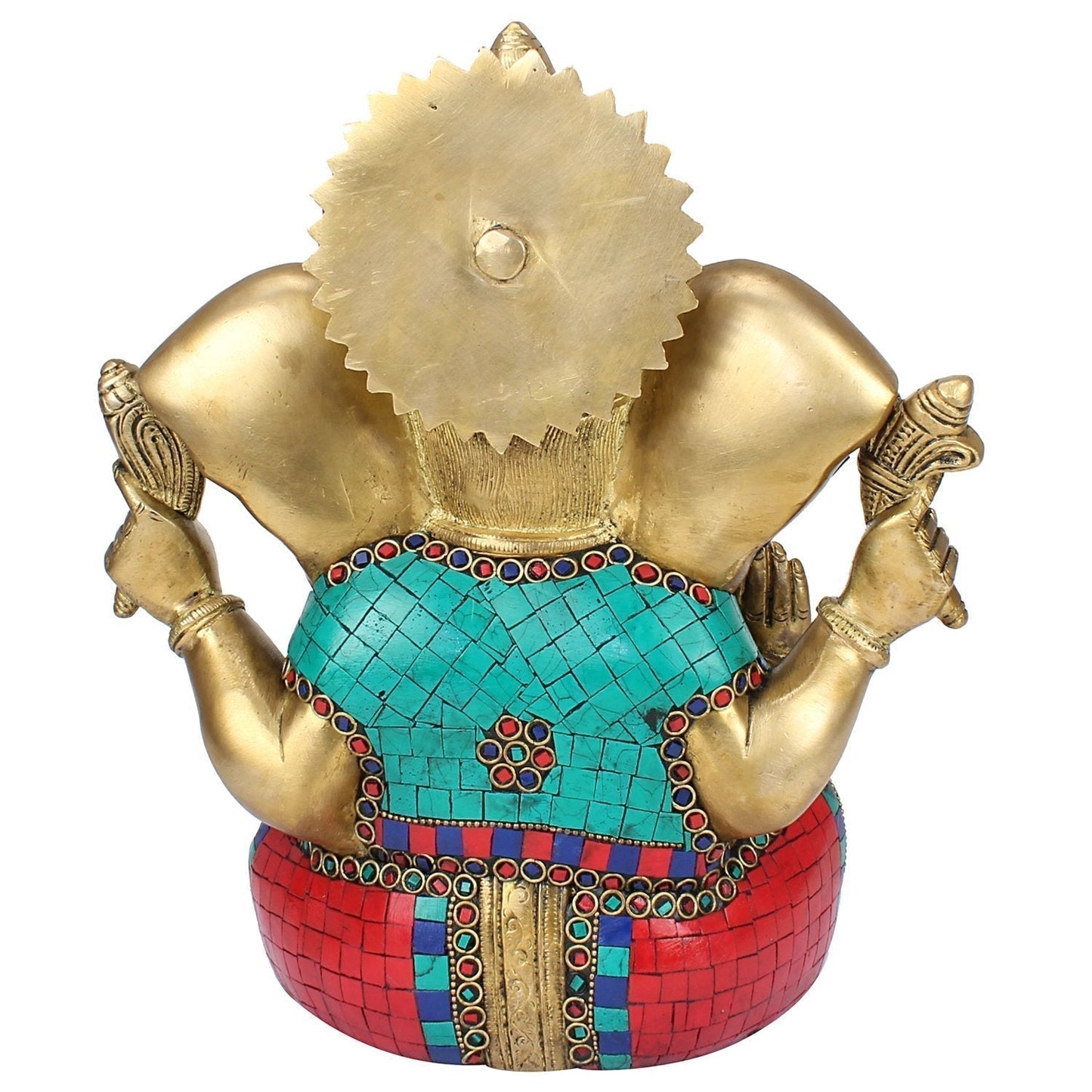 Brass Ganesha Murti Big Ear Ganesh Idol Statue Figurine for Puja Decor Gift 11 Inch Multicolor