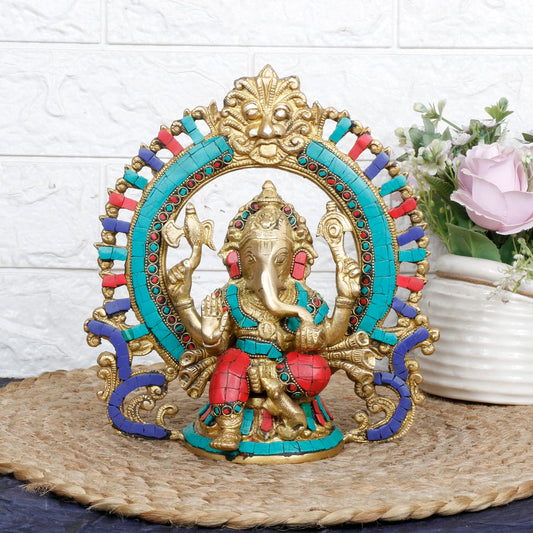 Brass Ganesh Bhagwan Idol Ganesha Statue Ganpati Murti for Home Entrance Decor Diwali Gift 8.75 Inch Weight 2.5 Kg - SvarupArt