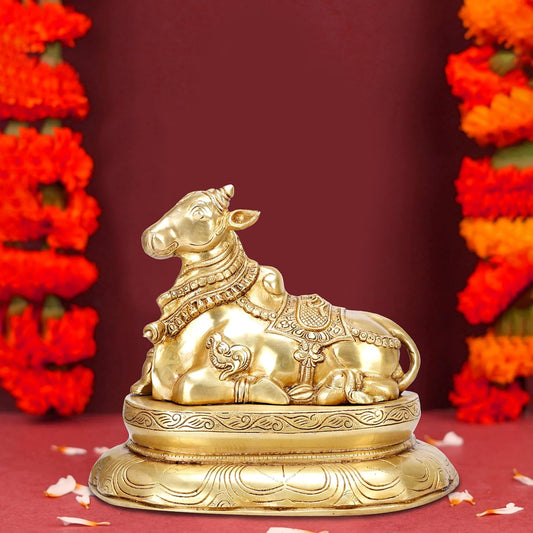 Brass Shiva Parvati Shiv Parivar Shankar Bhagwan Ganesh Family Murti Idol Statue Sculpture Gold Color Height 12 Inches - SvarupArt