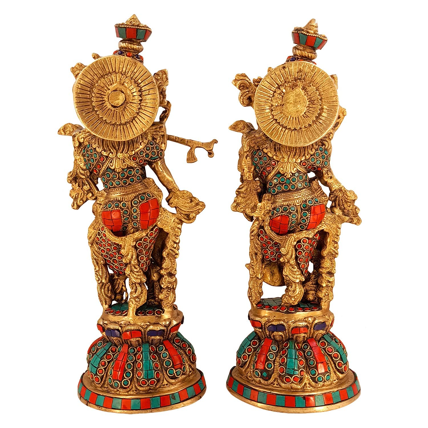 Brass Radha Krishna Murti Big Size Idol for Gift Height 15 Inch Weight 9 Kg Multicolor - SvarupArt