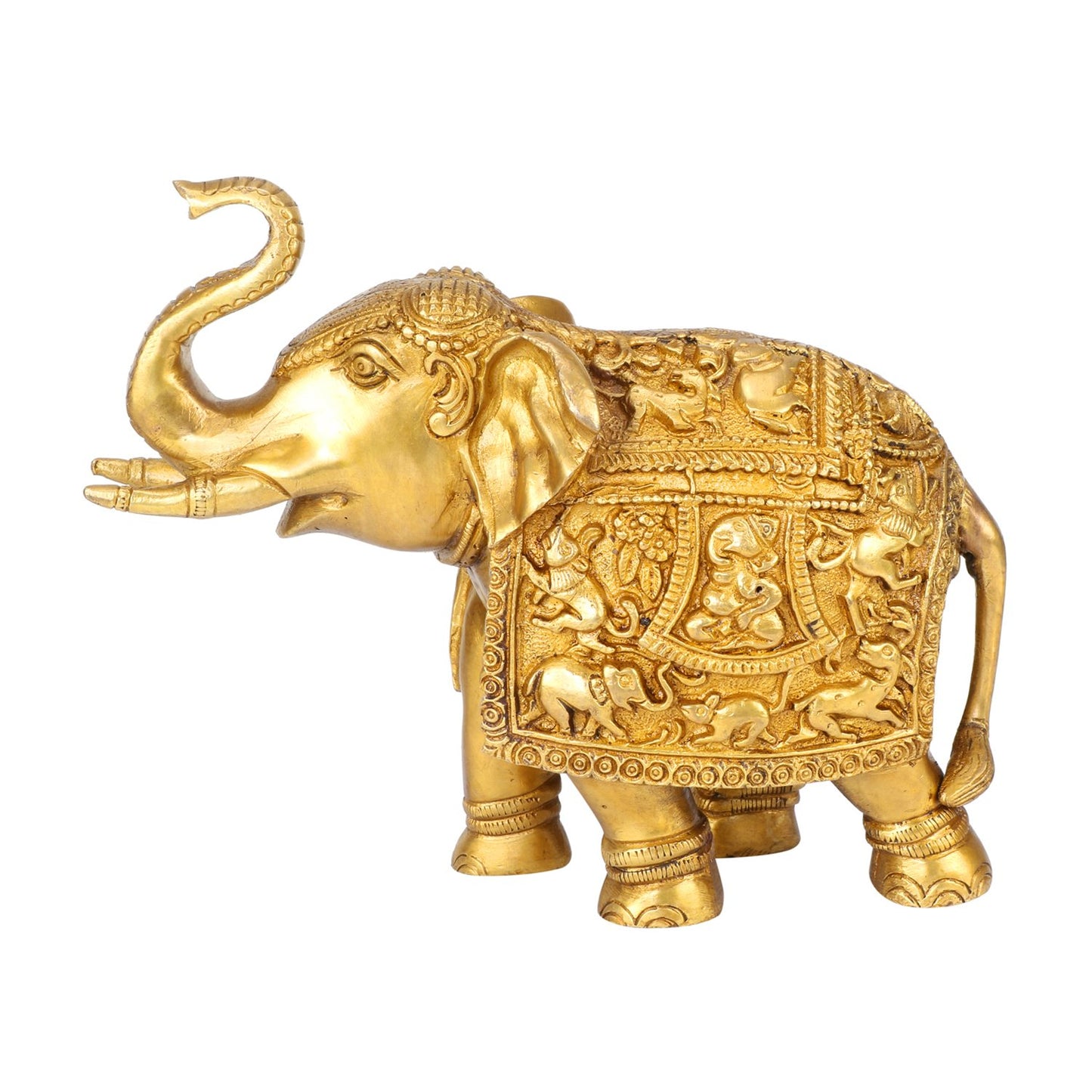 Brass Ganesha Carving Trunk Up Elephant Showpiece Figurine Fengshui Vastu Lucky Decorative Items for Home Decor - SvarupArt