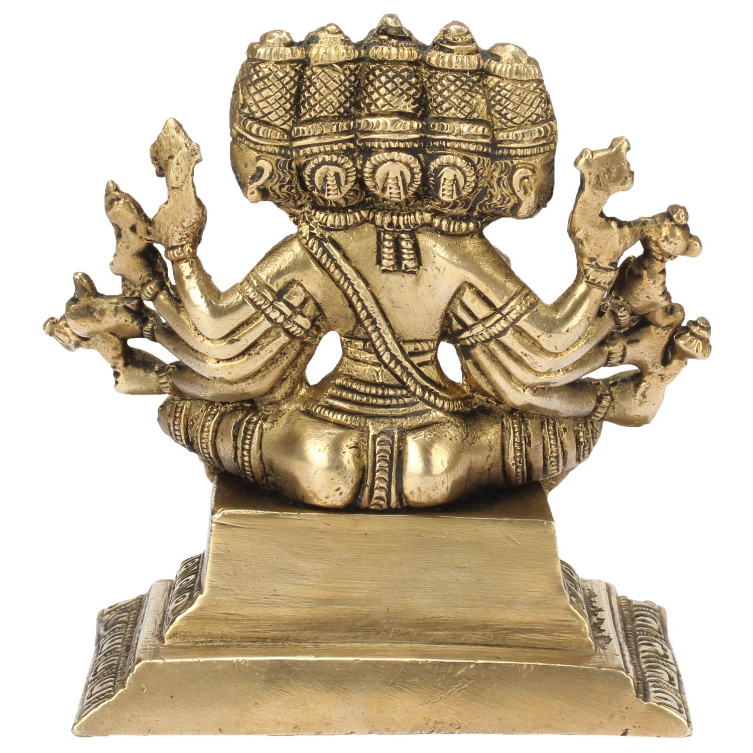 Brass Panchmukhi Gayatri MATA Devi Idol Savitri Statue, Home Decor, Savitri, Vedamata Murti,Gold, 5 Inch, 1 Piece - SvarupArt
