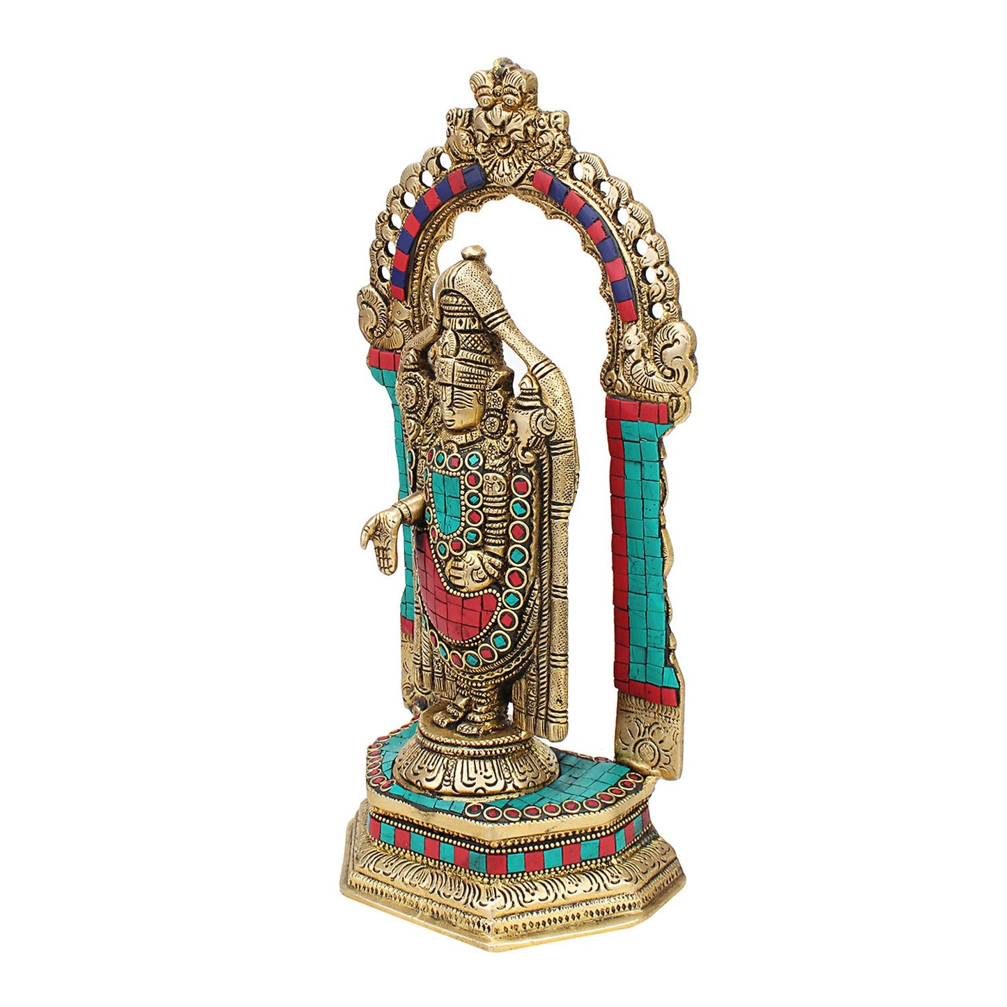 Brass Tirupati Balaji Venkateshwara Statue Vishnu Chakra Namah Shankh Murti Lord Srinivasa Religious Idol - SvarupArt