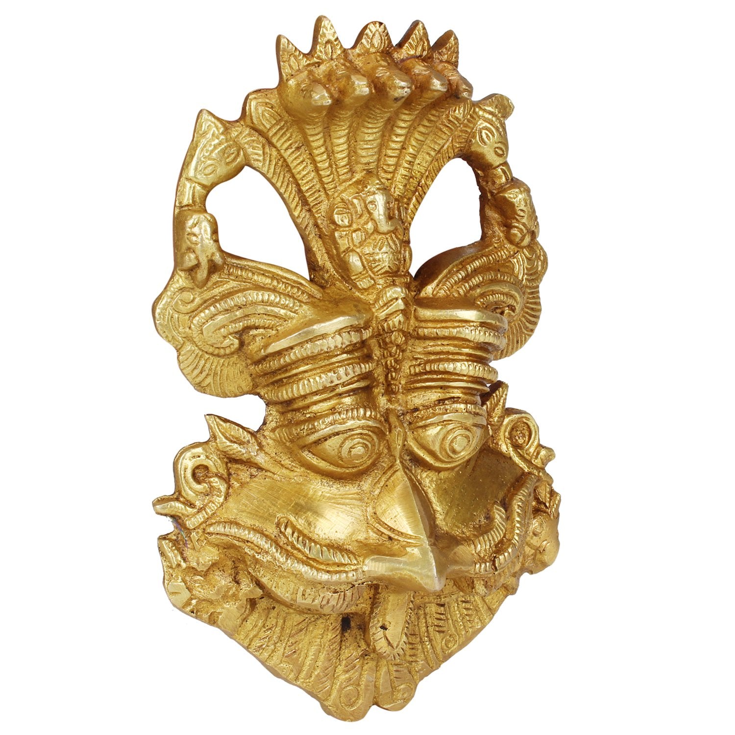 Brass Yali Face Kirtimukha Wall Hanging Mask With Ganesha top Sculpture Evil Eye Protector Home Decor 6 Inch - SvarupArt