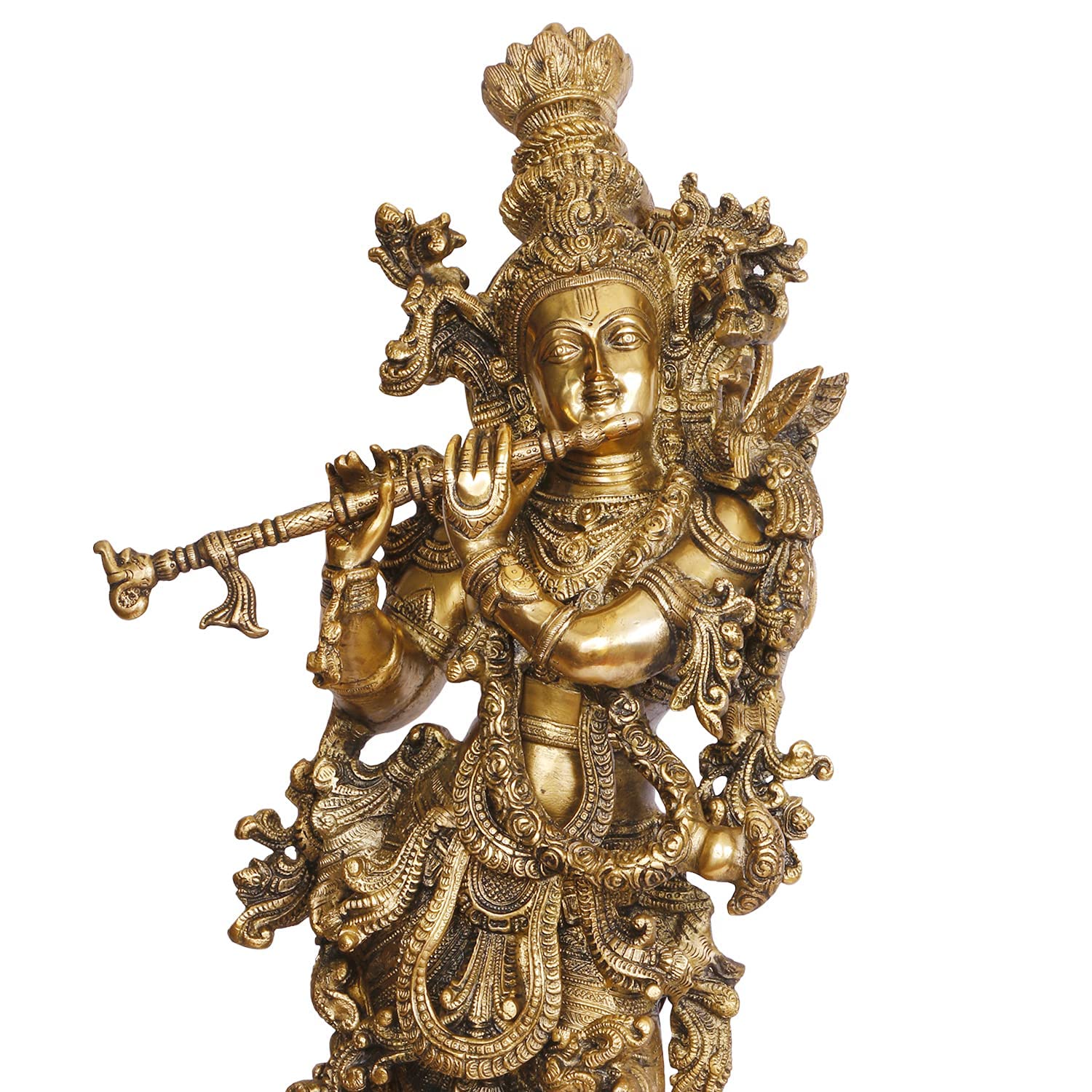 Brass Statue Murti of Lord Krishna Idol Playing Flute Big Size for Home Decor for Living Room Pooja Item Temple Mandi... - SvarupArt