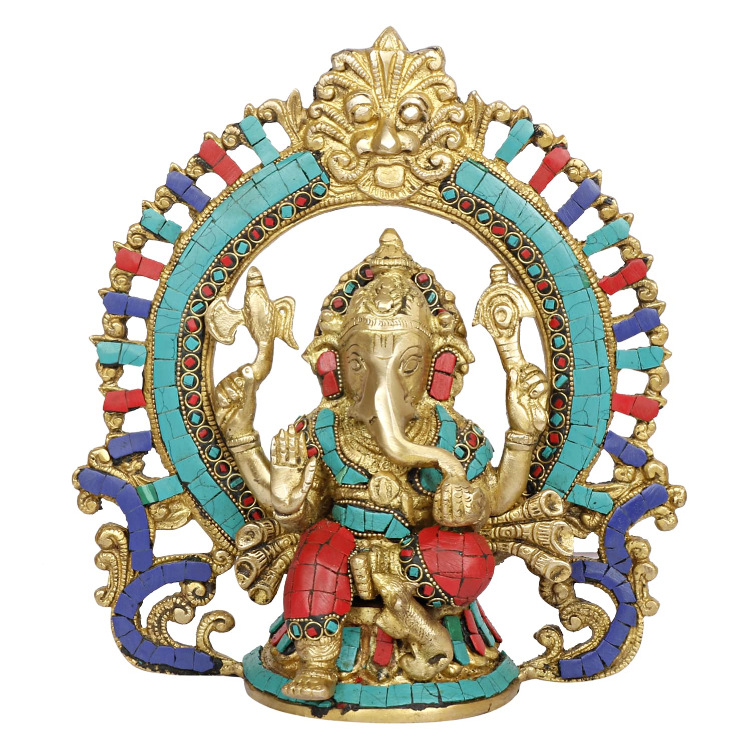 Brass Ganesh Bhagwan Idol Ganesha Statue Ganpati Murti for Home Entrance Decor Diwali Gift 8.75 Inch Weight 2.5 Kg - SvarupArt