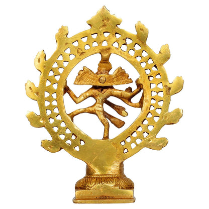 Brass Natraja Statue Idol of Lord Shiva Ji Dancing Natraj Murti for Temple Mandir Home Decor Gift 6 Inch Gold - SvarupArt