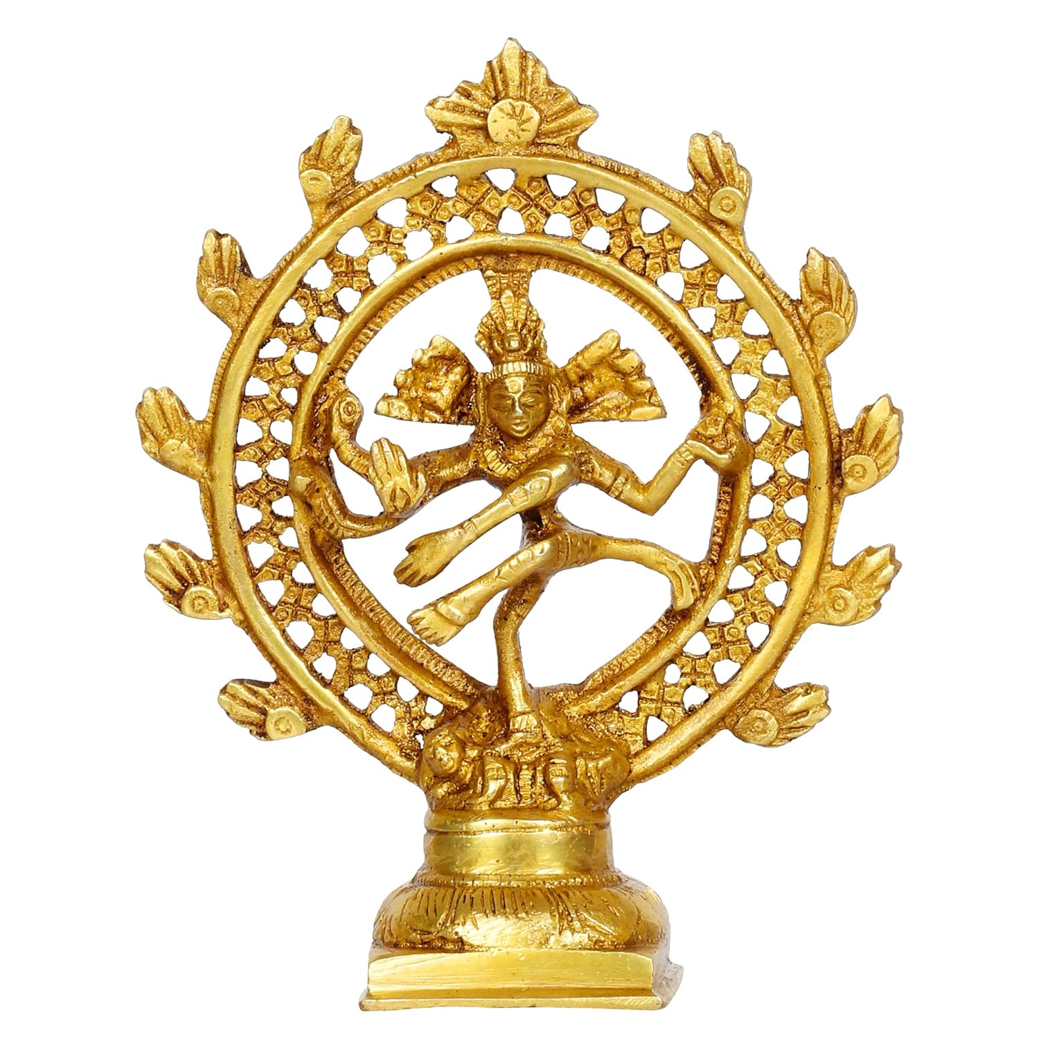 Brass Natraja Statue Idol of Lord Shiva Ji Dancing Natraj Murti for Temple Mandir Home Decor Gift 6 Inch Gold - SvarupArt