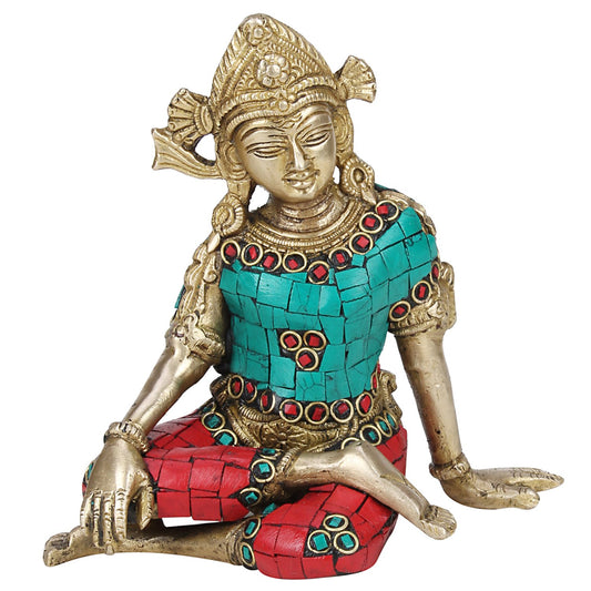 Brass Lord Indra Dev Statue Inder Dev Vastu Idol Figurine Handicraft Religious Showpiece 6 Inch Multicolor - SvarupArt