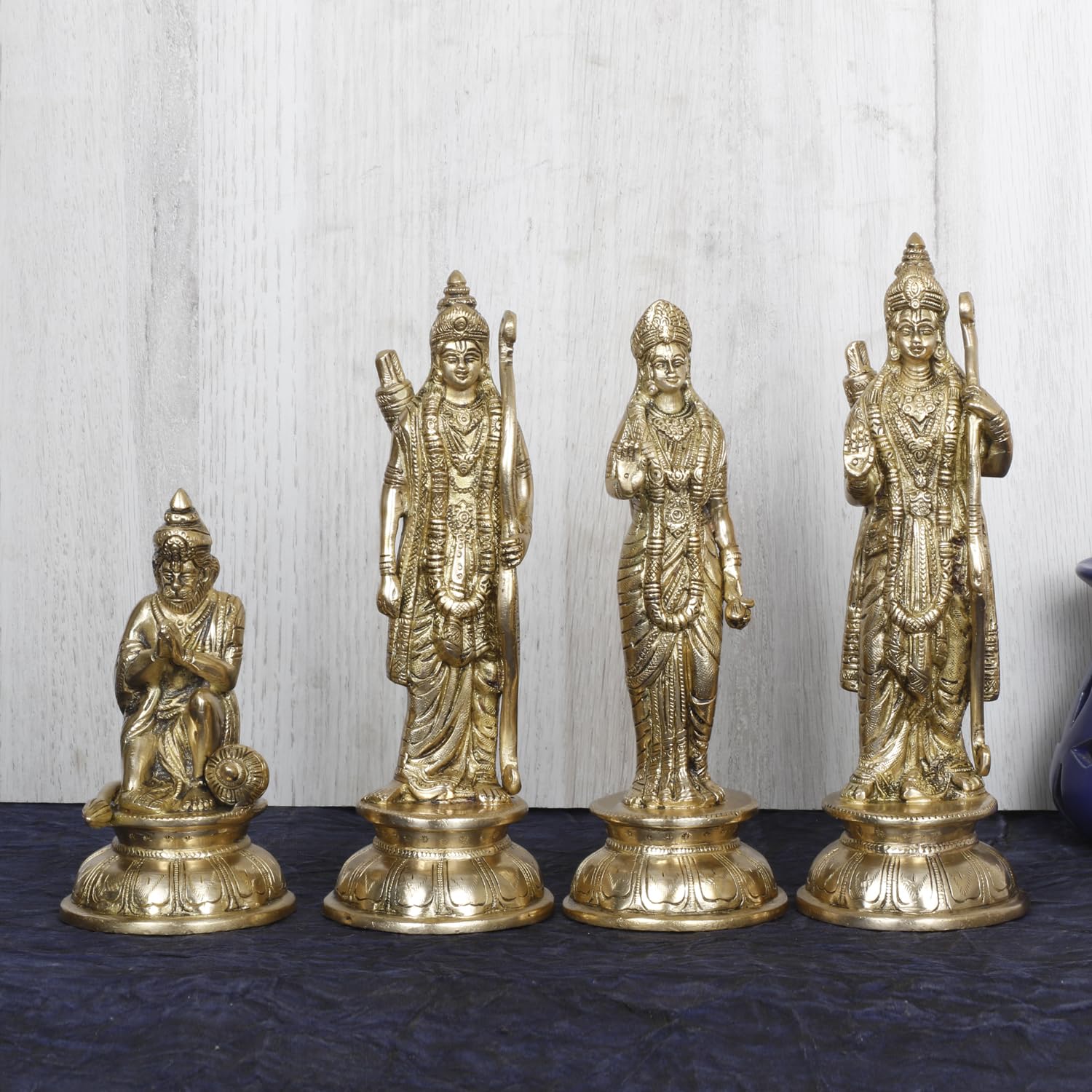 Brass Lord Rama Family Ram Darbar Ram, Sita, Laxman, Hanuman for Home Office Pooja Decor Gift Decor - SvarupArt