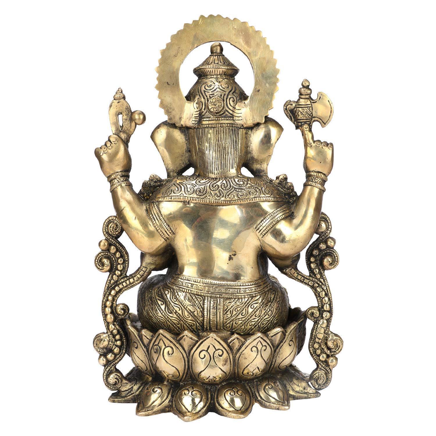 Brass Ganesha Idol for Home Decoration Ganpati Statue Murti for Gift Height 13 Inch Weight 7.5 Kg Color Gold - SvarupArt