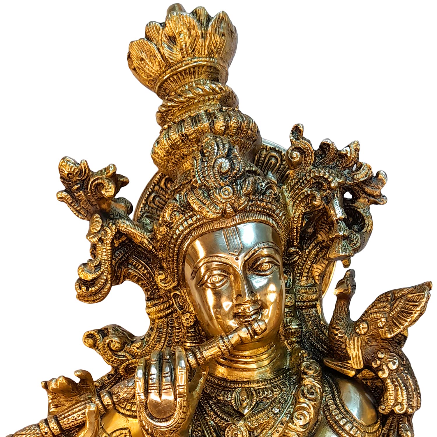 Brass Krishna Bhagwan Idol Murli Kishan Murti Playing Bansuri Gift for Home Mandir Decor Marriage Height 29 Inch - SvarupArt