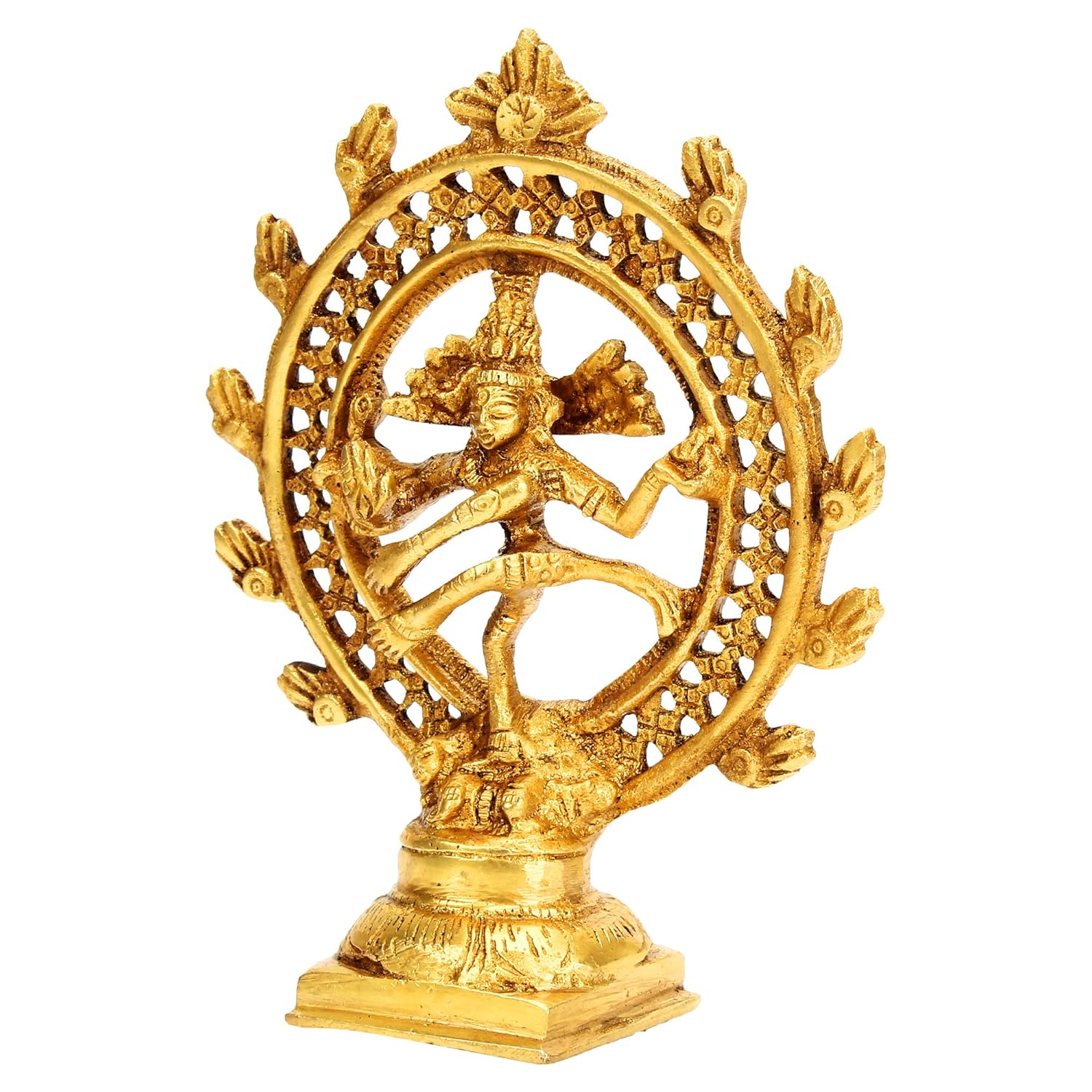 Brass Natraja Statue Idol of Lord Shiva Ji Dancing Natraj Murti for Temple Mandir Home Decor Gift 6 Inch Gold - SvarupArt