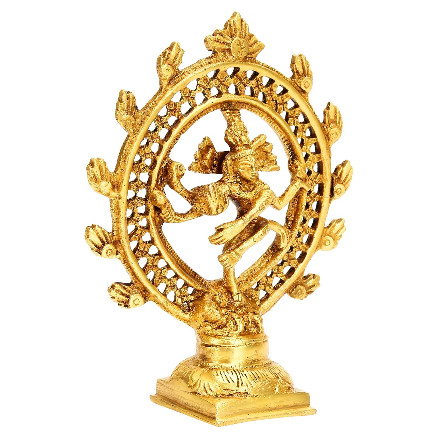 Brass Natraja Statue Idol of Lord Shiva Ji Dancing Natraj Murti for Temple Mandir Home Decor Gift 6 Inch Gold - SvarupArt