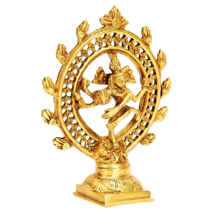 Brass Natraja Statue Idol of Lord Shiva Ji Dancing Natraj Murti for Temple Mandir Home Decor Gift 6 Inch Gold - SvarupArt