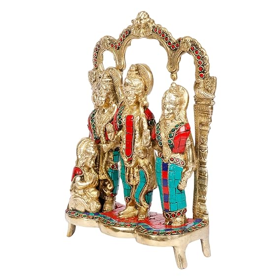 Brass Ram Darbar Murti for Home Décor Bhagwan Ram Darbar with Sita Laxman Hanuman Idol Statue for-5
