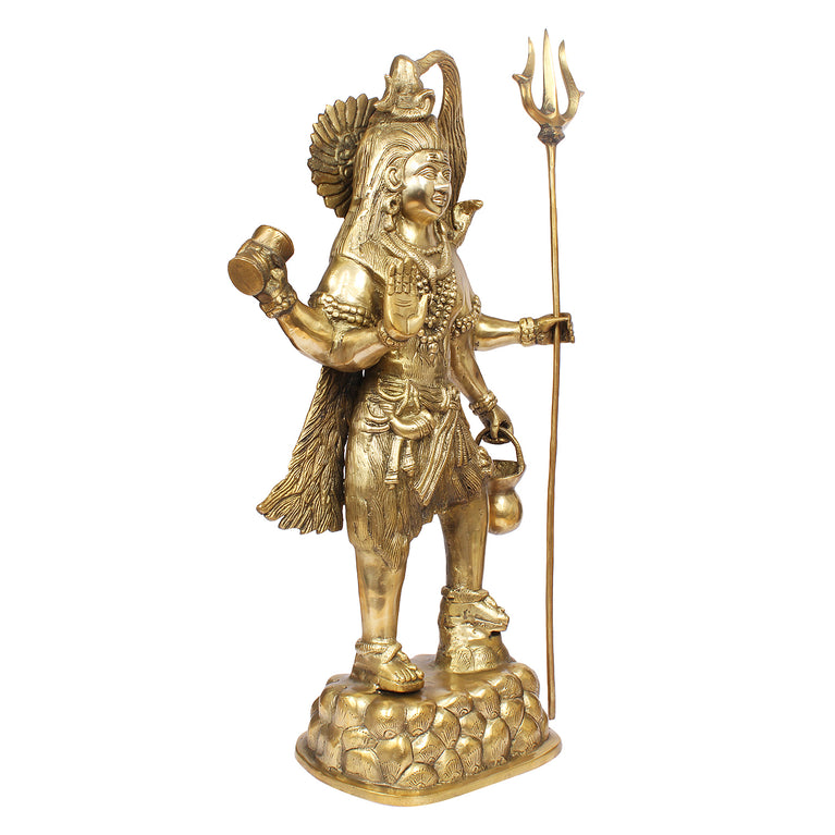 23" Shiva Standing Brass Murti