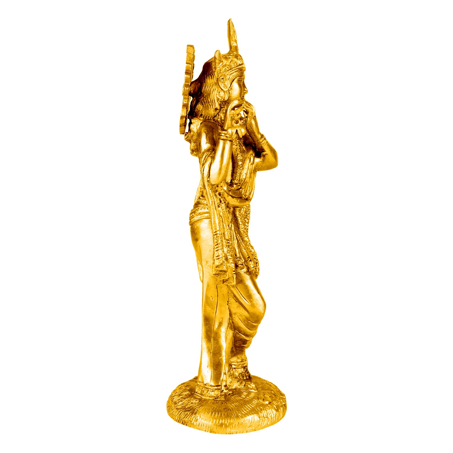 Brass Krishna Murti in Gold Color Heigh 10 Inch - SvarupArt