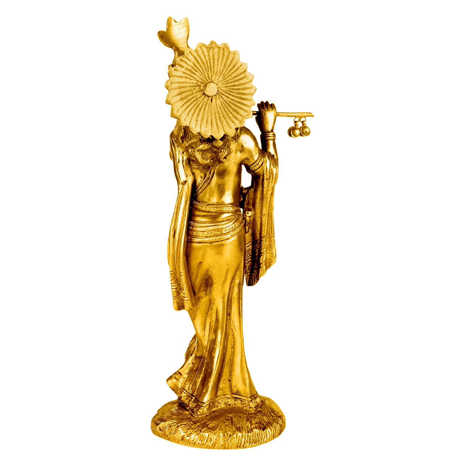 Brass Krishna Murti in Gold Color Heigh 10 Inch - SvarupArt