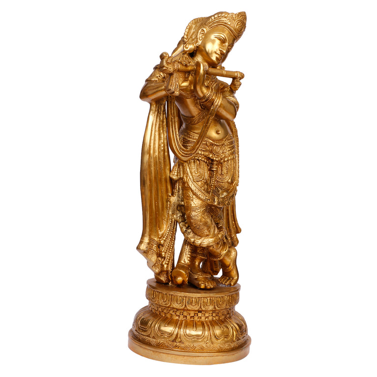18" Murli Krishna Brass Statue Handmade