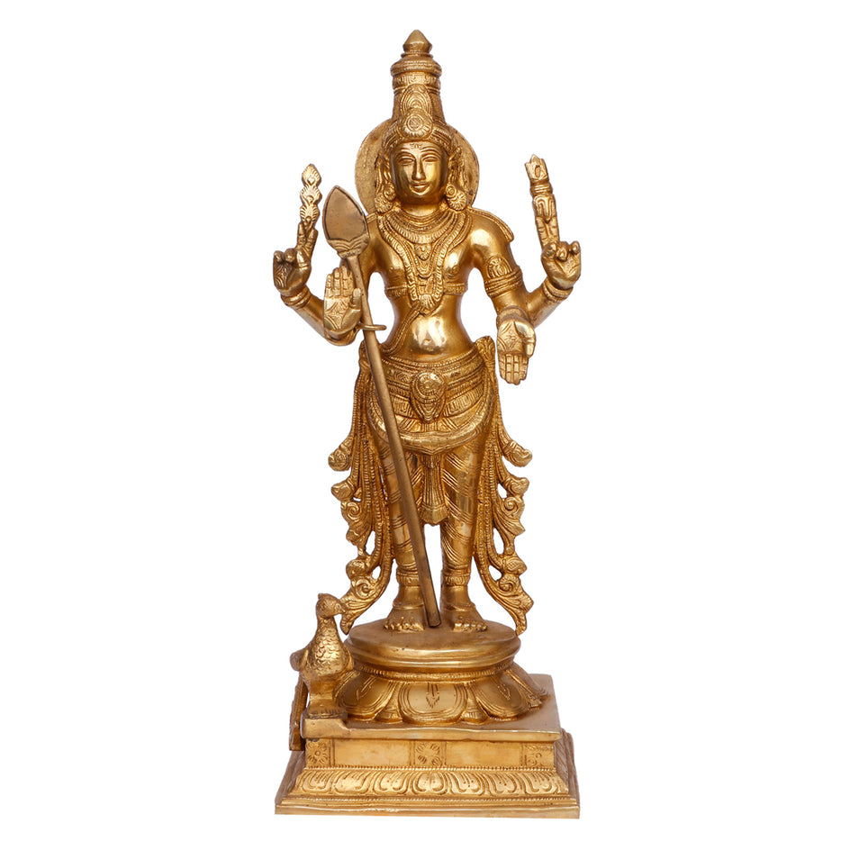 14" Lord Kartikeya Murugan Brass Idol