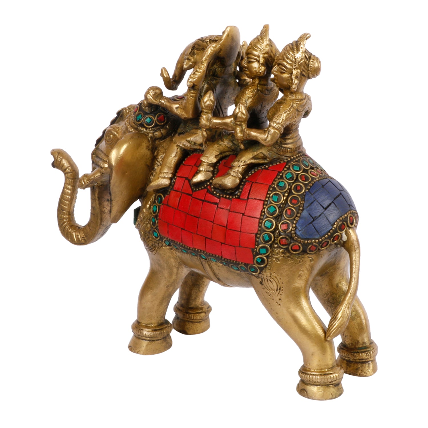 Brass Riddhi Siddhi Ganesha Idol In Multicolor Height 7.5 Inch Weight 2.7 Kg - SvarupArt