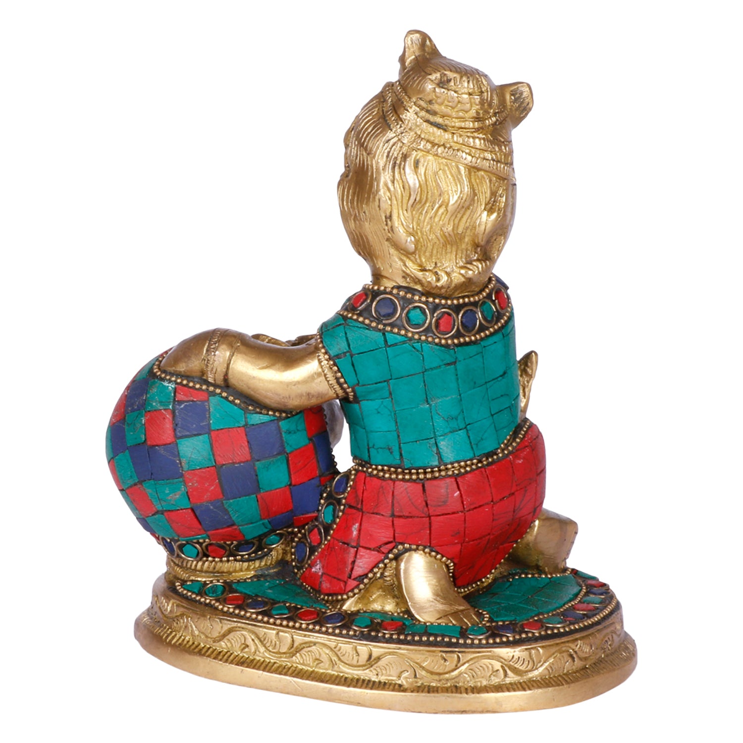 Brass Bal Gopal Makhan Chor Idol in Multi Color Height 6.5 Inch - SvarupArt