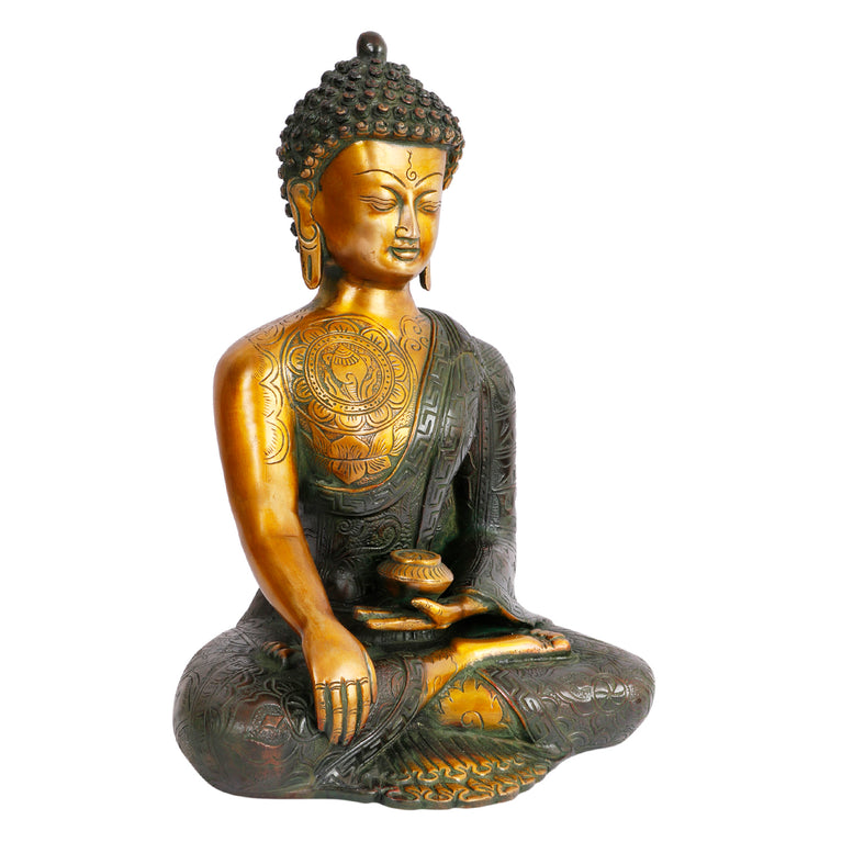 12" Tibetan Buddhist Shakyamuni Buddha Brass Idol