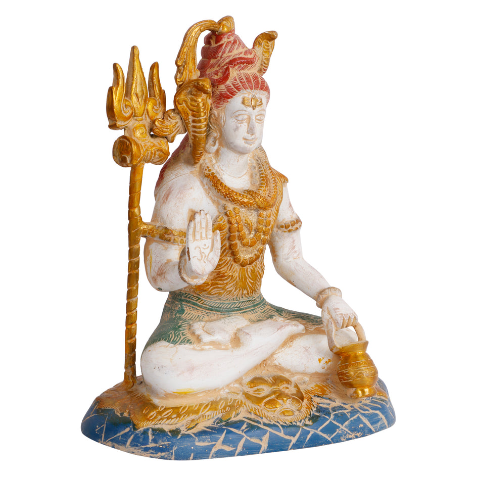 10" Shiva Blessing Brass Murti Marble Finish