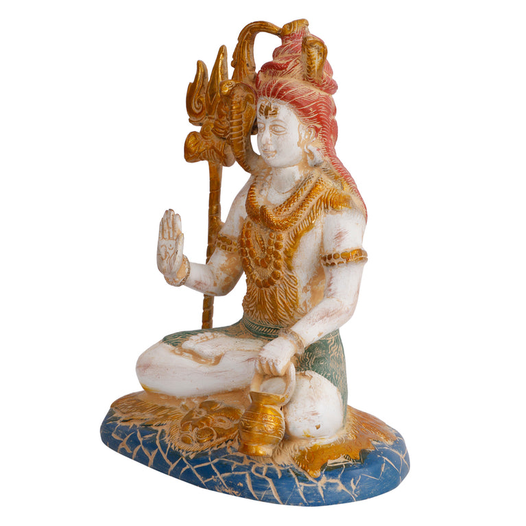 10" Shiva Blessing Brass Murti Marble Finish