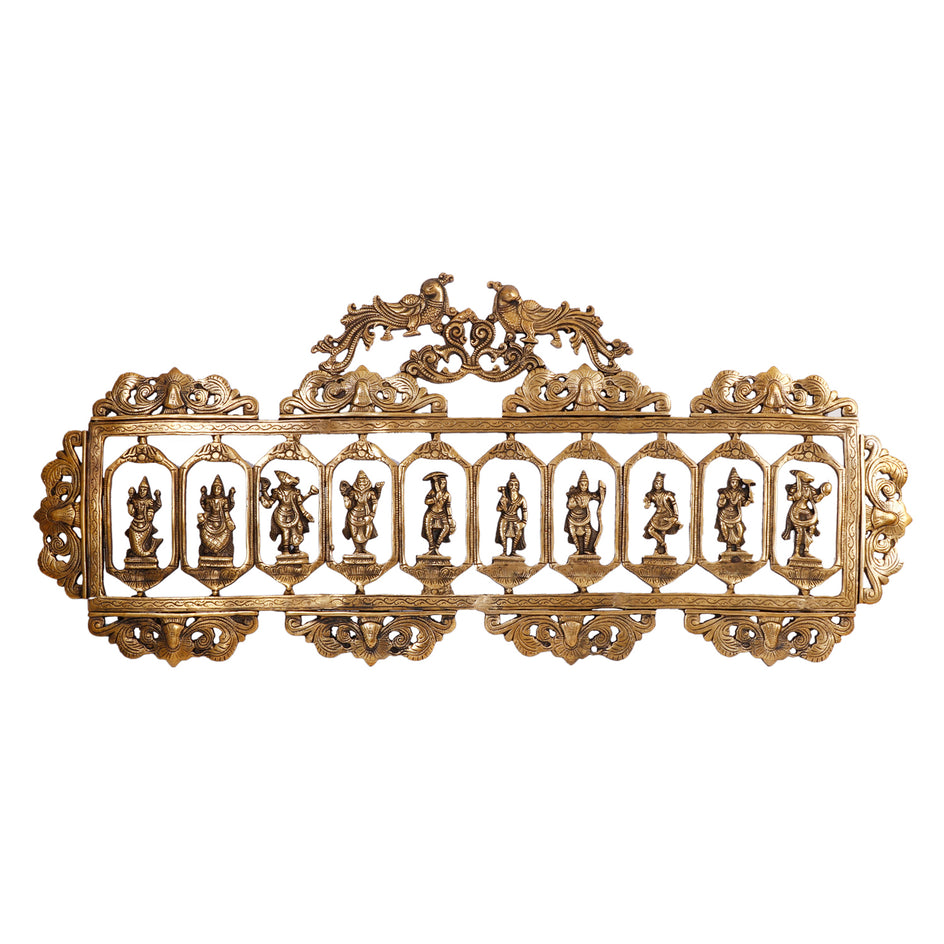 33" Dashavatara Dasavatharam of Lord Vishnu Ten Incarnations Wall Hanging Brass