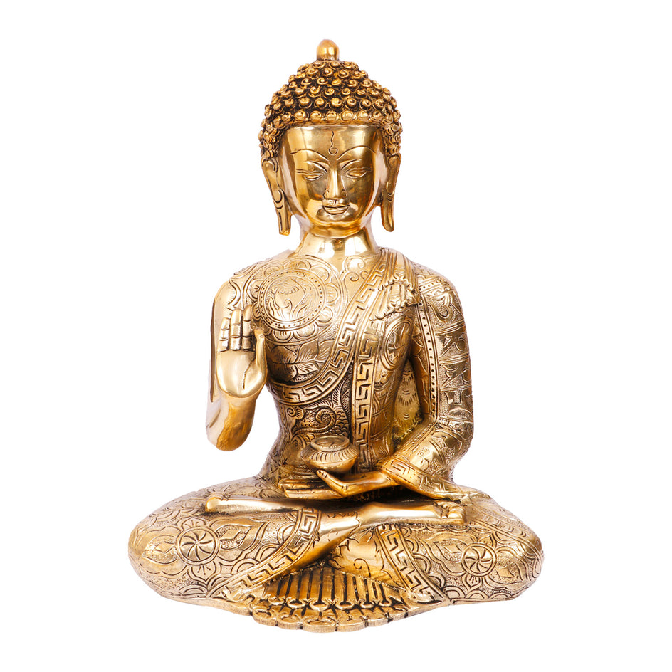 12" Blessing Buddha Brass Murti