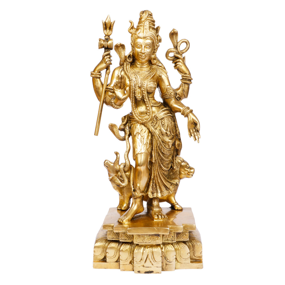 18" Ardhanarishvara (Shiva And Parvati) Brass Murti